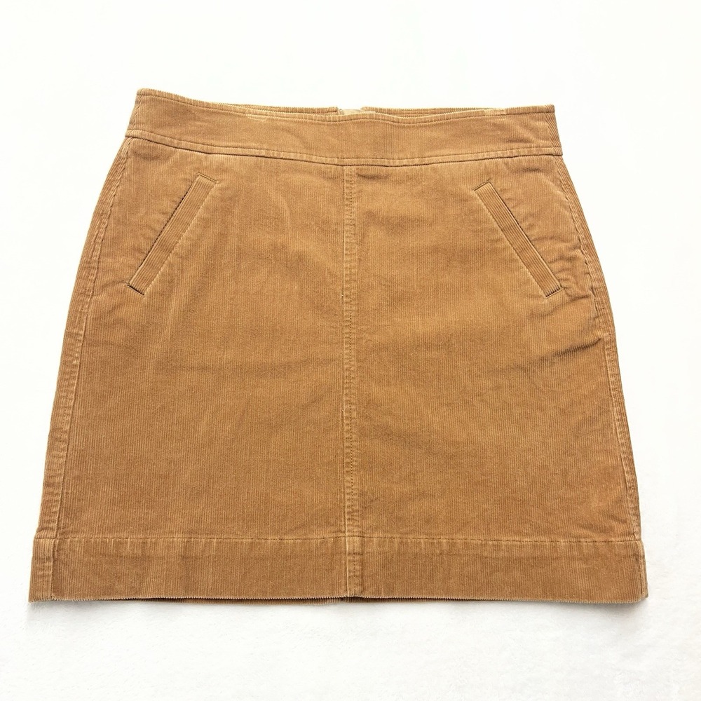 LOFT Corduroy Mini Skirt Womens 4 Camel Fall Zipper Back